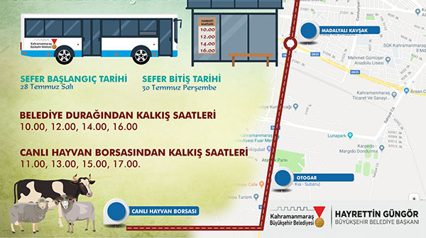 Canlı Hayvan Borsası’na otobüs seferleri başladı