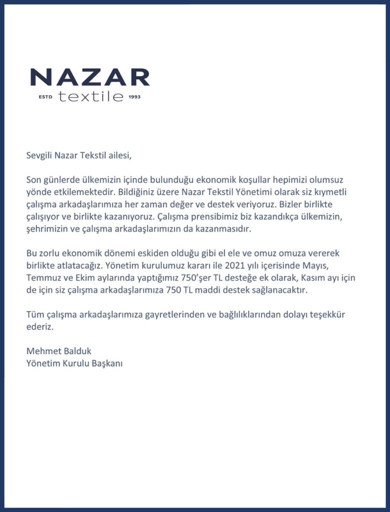 Balduk ailesi çalışanlarına destekte de öncü oldu 1 Balduk ailesi çalışanlarına destekte de öncü oldu