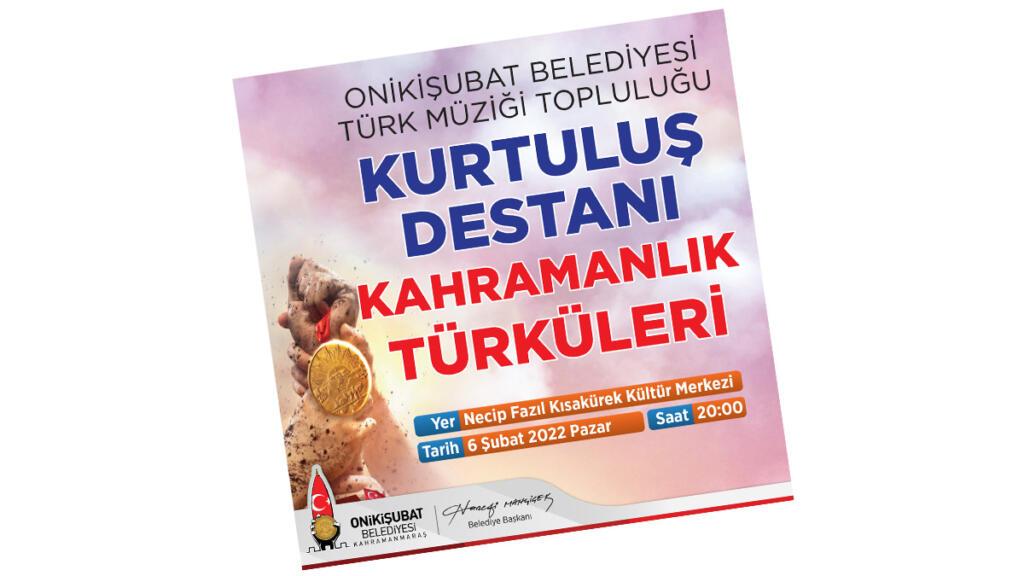 Onikişubat Belediyesi Türk Müziği Topluluğu Konserine Davet