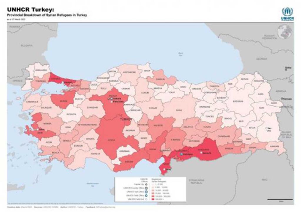 Türkiye'de Suriyelilerin şehirlere göre dağılımı 1 Suriyelilerin şehirlere göre dağılımı!