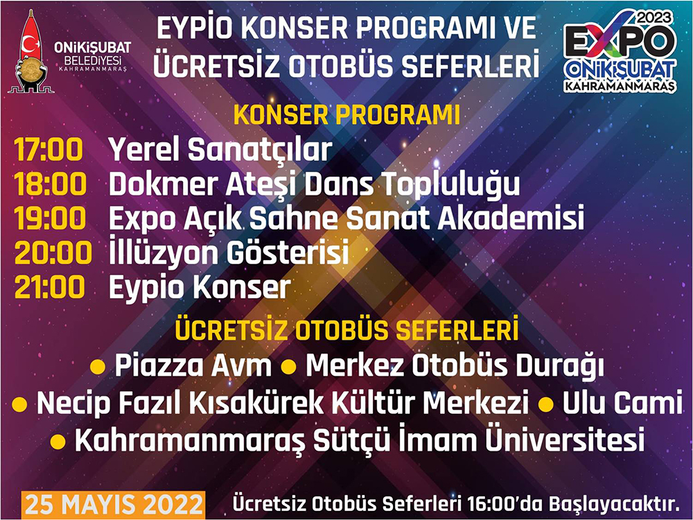 Onikişubat Belediyesi’nden Gençlik Festivali için ücretsiz otobüs seferi
