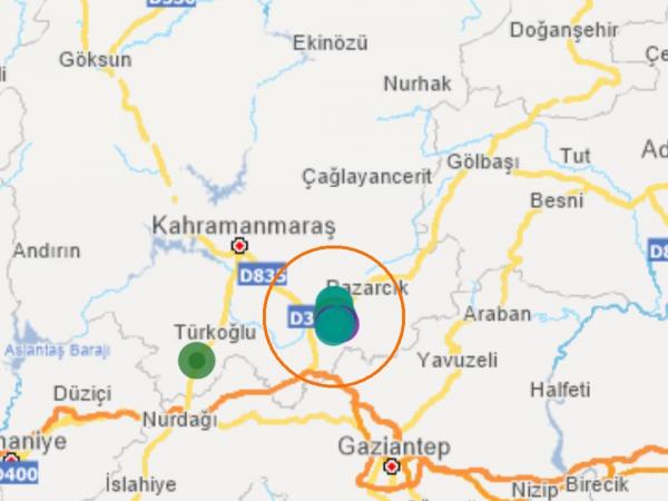 Pazarcık akşam  saatlerinde 5 kez sallandı