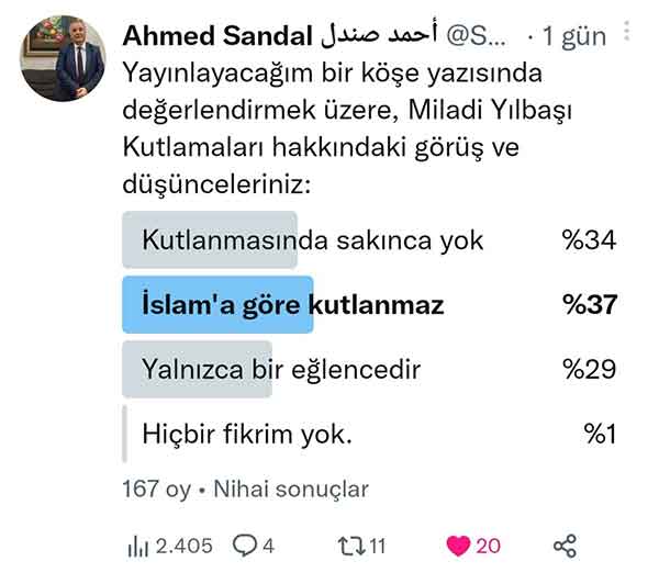 turk toplumu miladi yilbasi kutlanmaz diyor