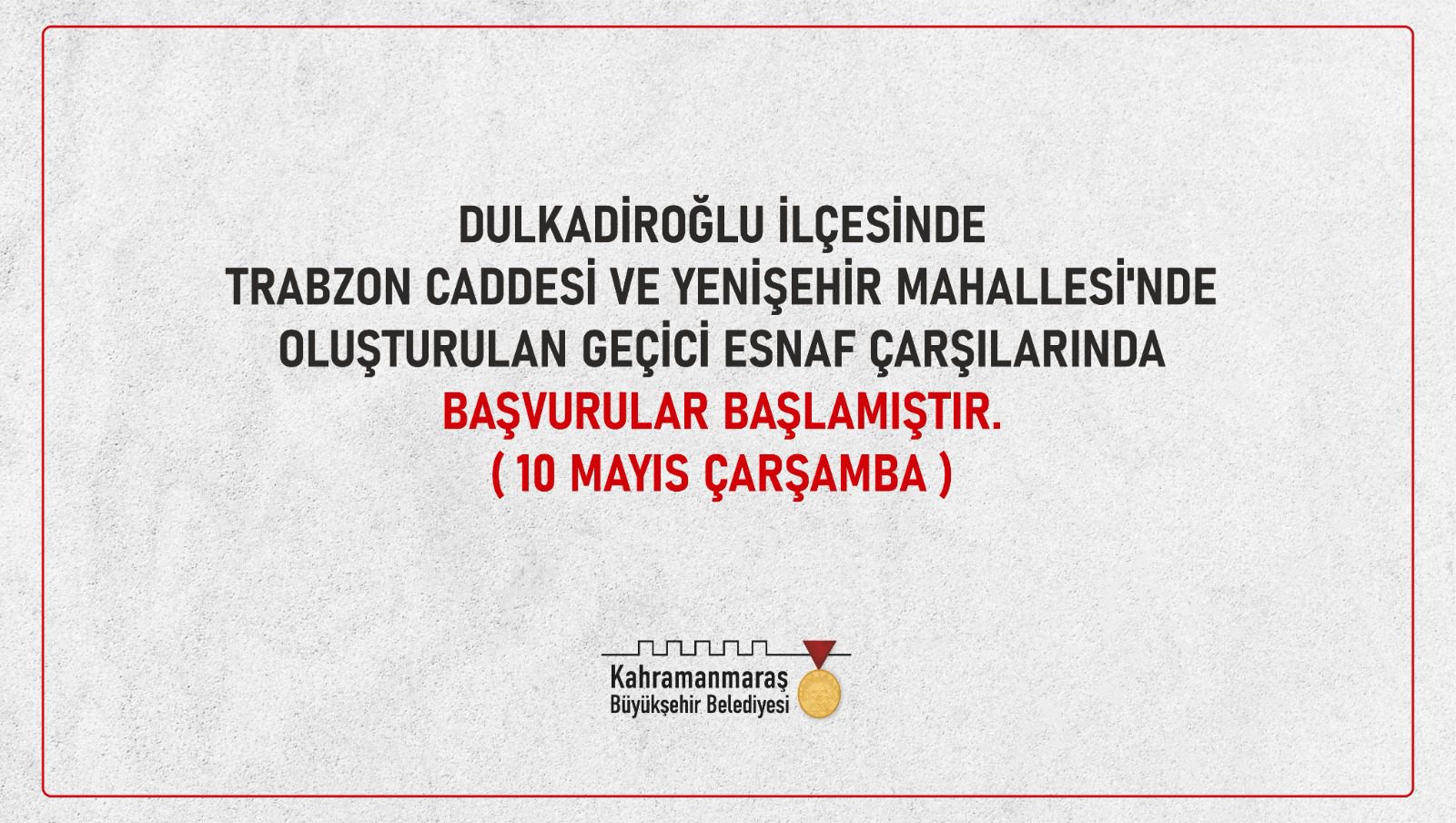 Geçici Çarşılarda Başvurular Başladı!