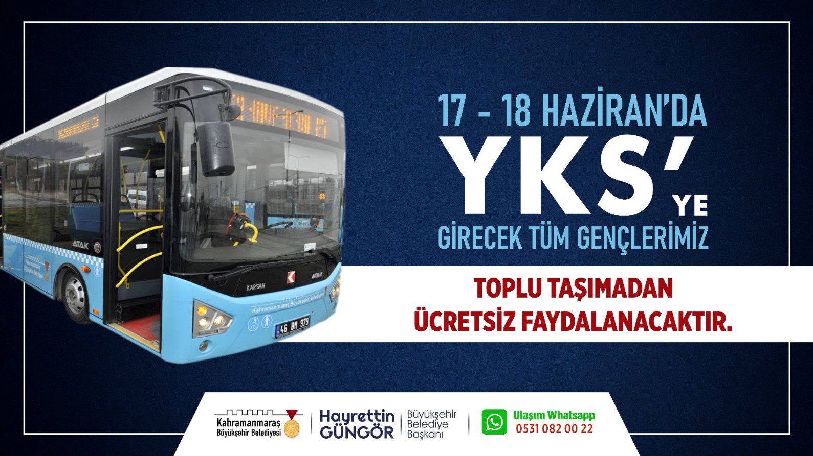 Büyükşehir’den YKS’ye Girecek Öğrencilere Ücretsiz Ulaşım Desteği Büyükşehir Belediyesi, 17