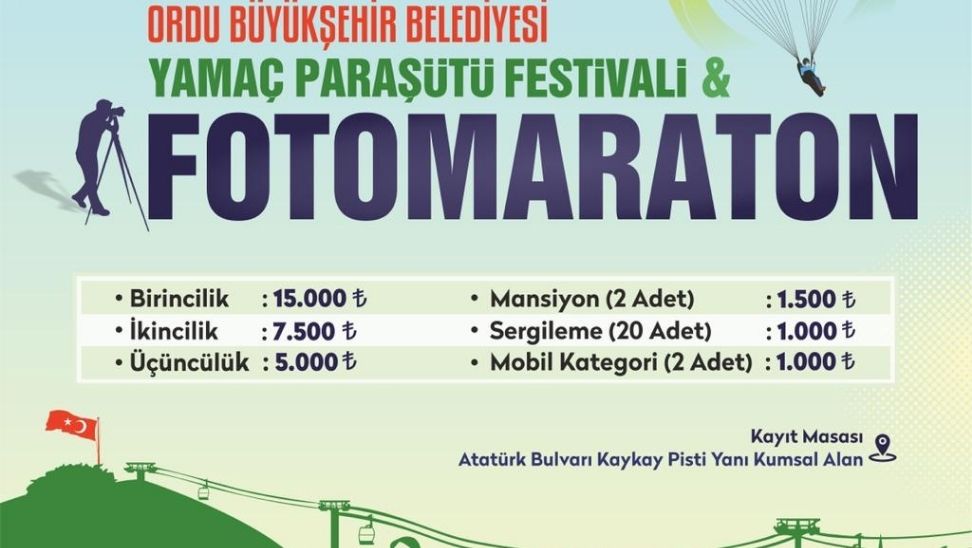 Ordu Büyükşehir Belediyesi, 8-9-10 Eylül tarihlerinde Boztepe’de gerçekleştireceği Yamaç Paraşütü