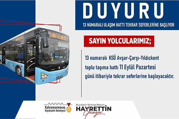 Yıldızkent – Avşar Kampüsü Toplu Taşıma Hattı Tekrar Hizmette!