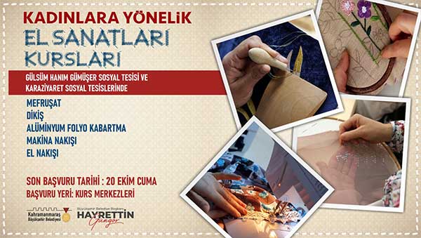 Büyükşehirin Kadınlara Yönelik El Sanatları Kursunda Kayıtlar Başladı! Büyükşehirin Kadınlara Yönelik El Sanatları Kursunda Kayıtlar Başladı!
Büyükşehir Belediyesinin ‘Kadınlara