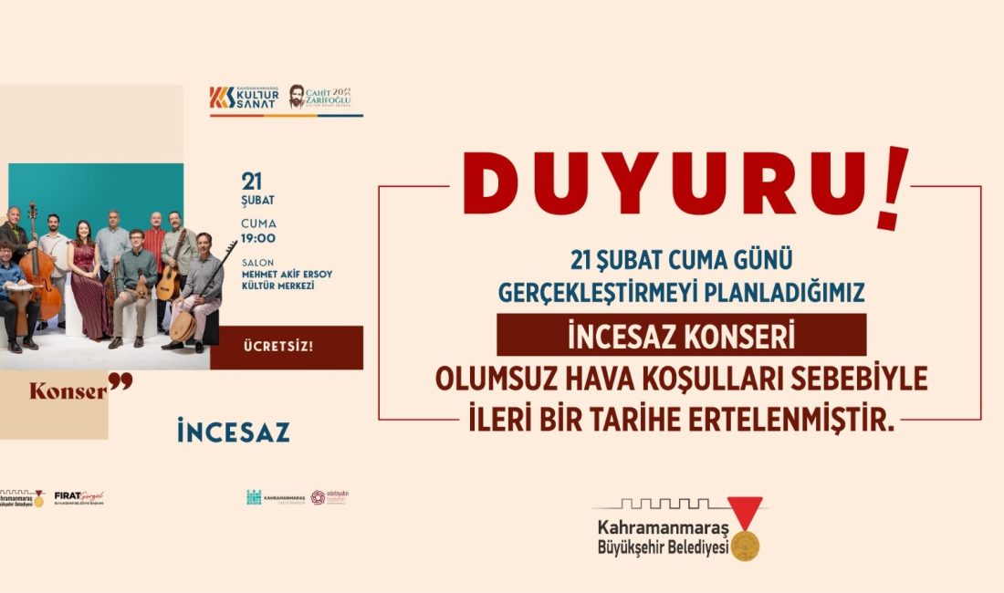 Kahramanmaraş Büyükşehir Belediyesi tarafından düzenlenen Cahit Zarifoğlu Kültür Sanat Sezonu
