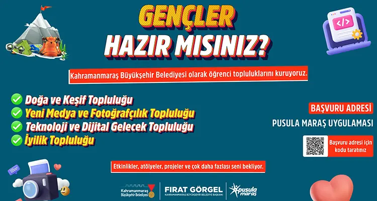 Pusula Maraş ile Gençlik Rotasını Belirliyor Bu topluluklarla gençler, hem ilgi alanlarına uygun etkinlikler bulacak hem