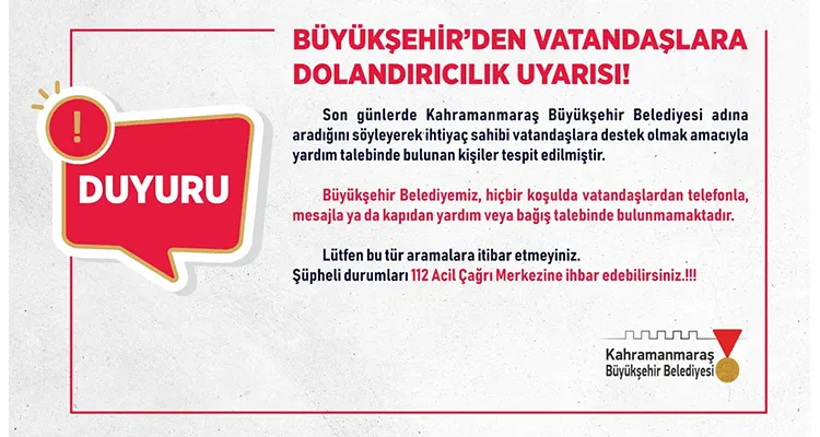 buyuksehirden vatandaslara dolandiricilik uyarisi
