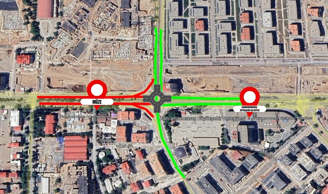 Kahramanmaraş Büyükşehir Belediyesi, Azerbaycan Bulvarı’nda orta refüjde gerçekleştirilecek peyzaj çalışmaları