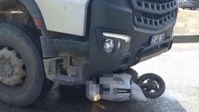 Henüz belirlenemeyen bir nedenle yaşanan kazada motosiklet ile beton mikseri