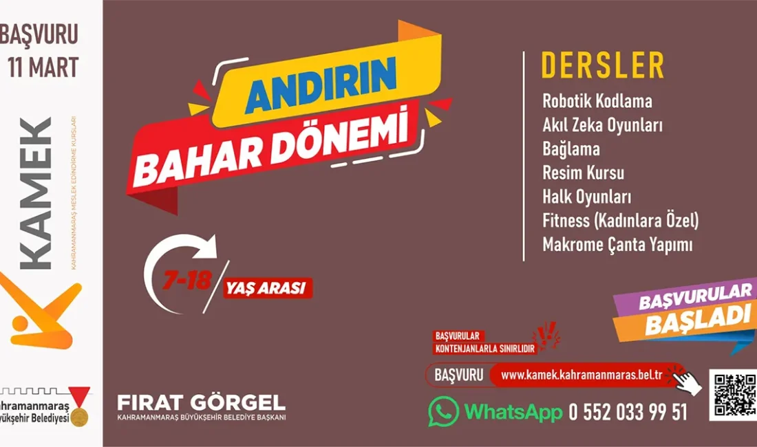 KAMEK çatısı altında Andırın’da düzenlenecek atölye ve kurs programlarında; robotik