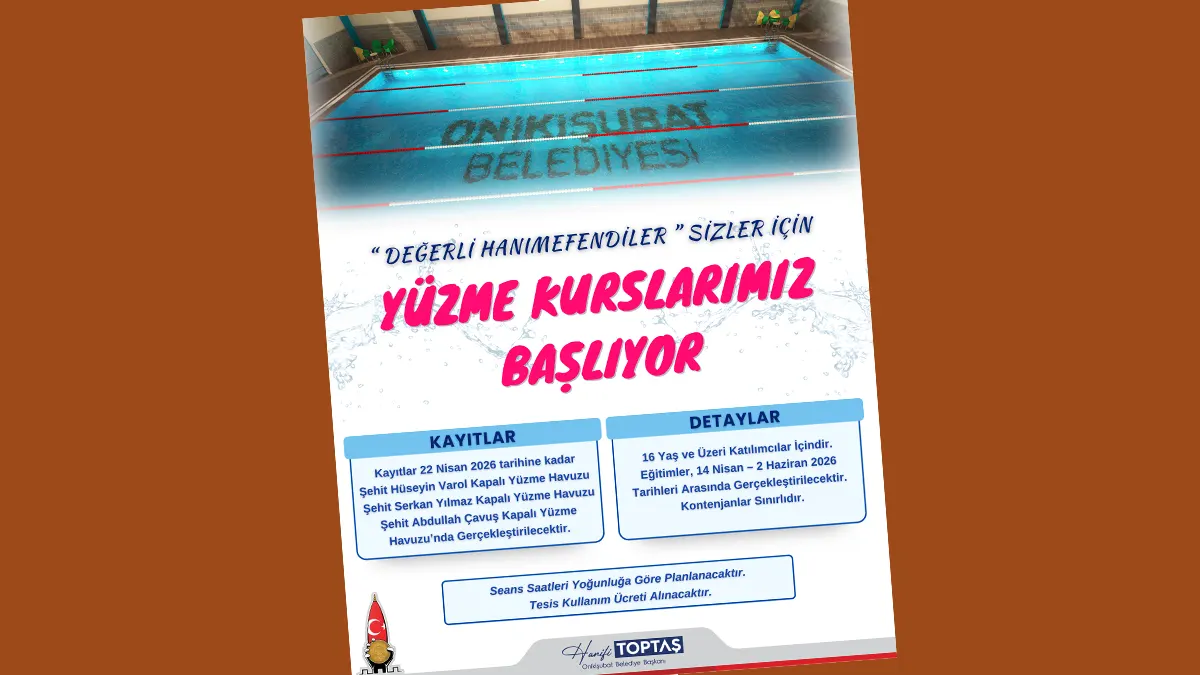 onikisubat belediyesinin kadinlara ozel yuzme kursuna basvurular basladi