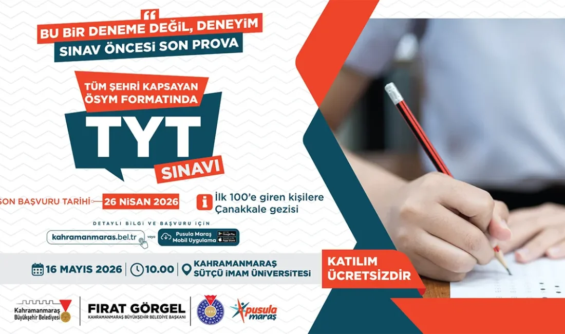 Deneme sınavı, 16 Mayıs Cumartesi günü Kahramanmaraş Sütçü İmam Üniversitesi
