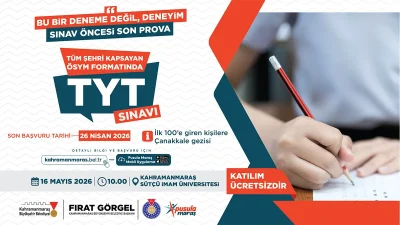 Deneme sınavı, 16 Mayıs Cumartesi günü Kahramanmaraş Sütçü İmam Üniversitesi
