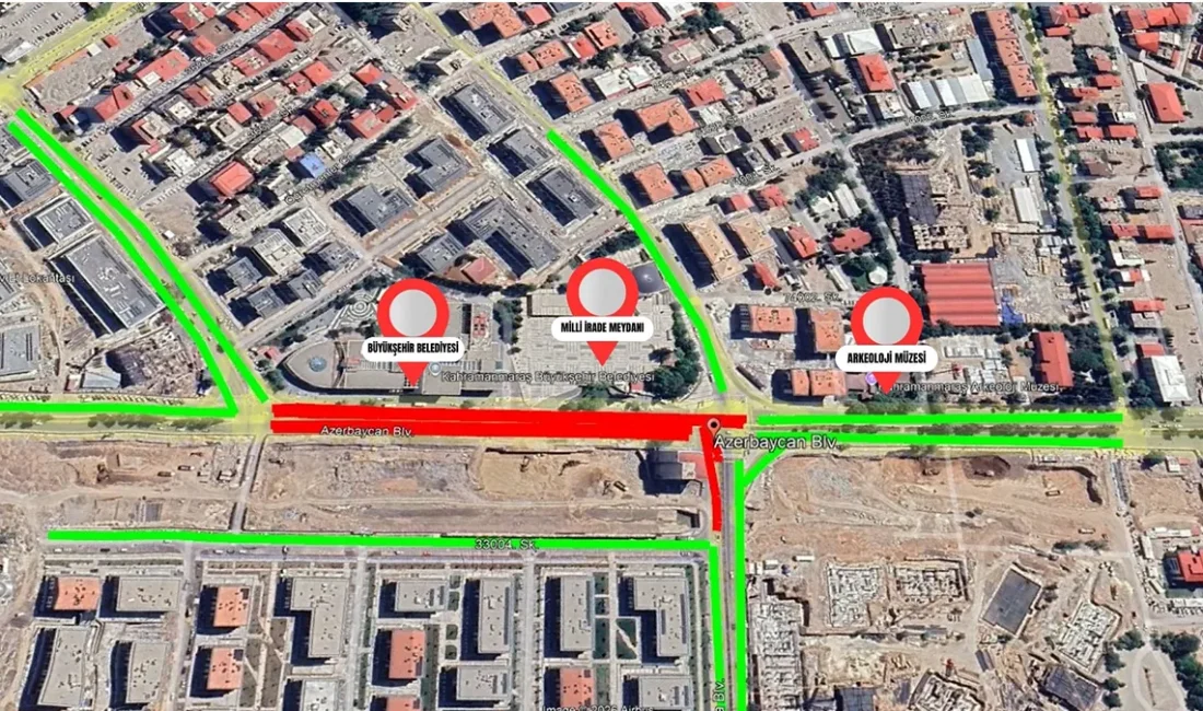Kahramanmaraş Büyükşehir Belediyesi, Azerbaycan Bulvarı’nda gerçekleştirilecek altyapı imalatları nedeniyle bulvarda