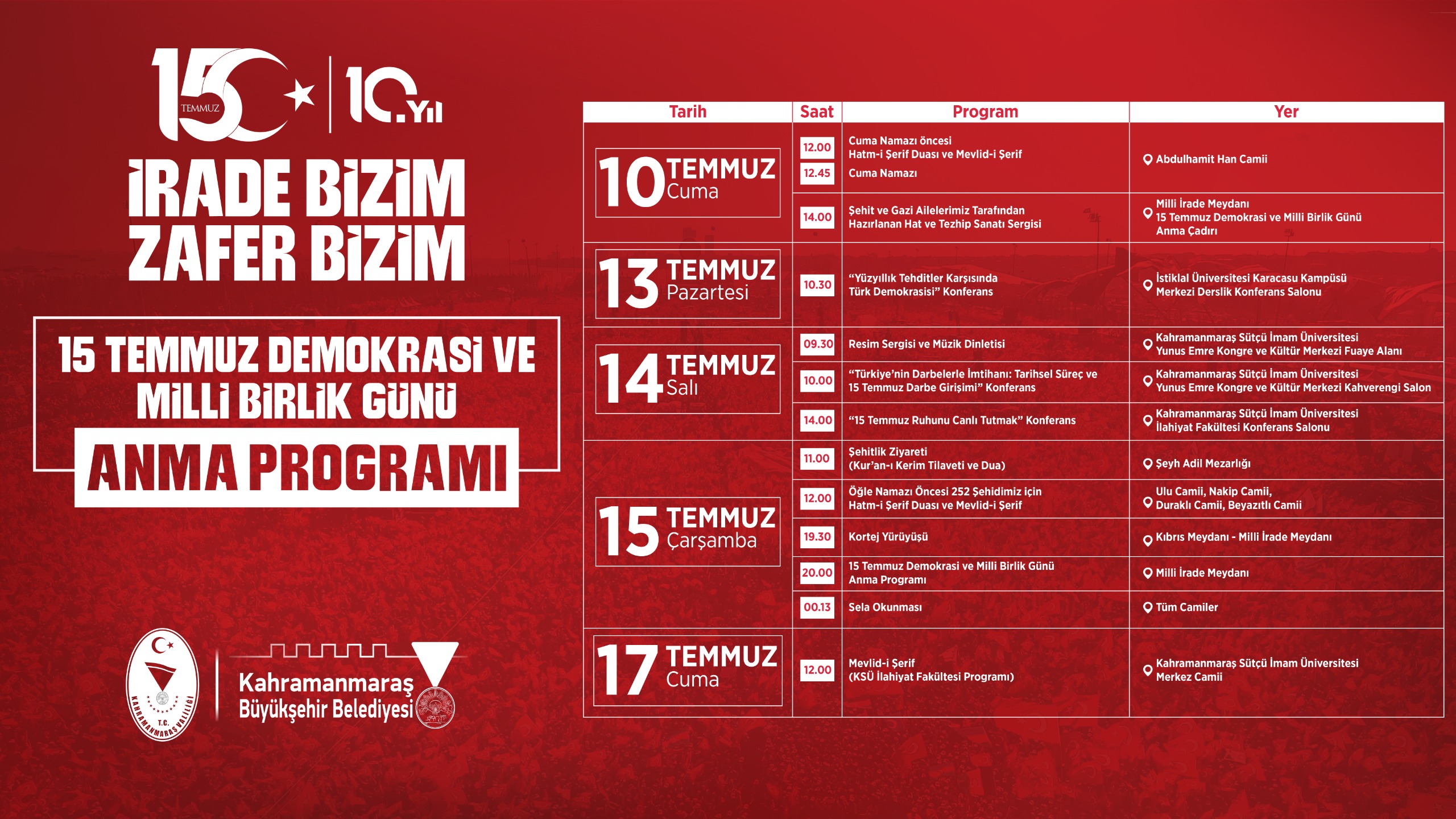 15 Temmuz Demokrasi ve Milli Birlik Günü Anma Programları Başlıyor 1 Temmuz
