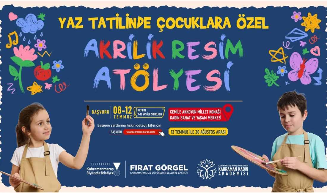 Cemile Akkoyun Millet Konağı’nda gerçekleştirilecek eğitimlerde çocuklar, akrilik boya tekniklerini