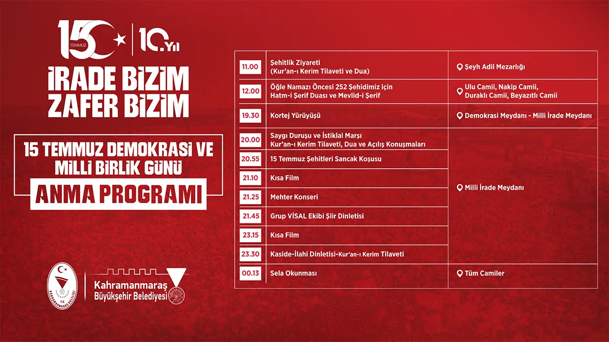 Demokrasi Zaferinin 10’uncu Yılında Kahramanmaraş Meydanlarda Buluşacak 1 demokrasi zaferinin uncu yilinda kahramanmaras meydanlarda bulusacak