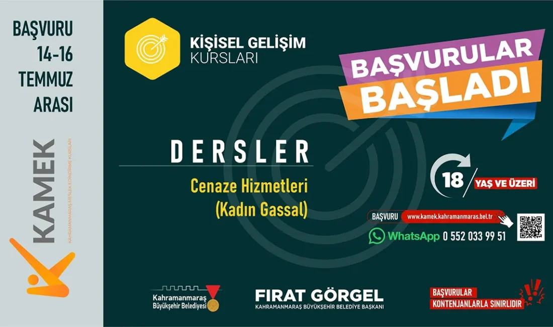 KAMEK’te Kadın Gassal Kursuna Başvurular Başladı! KAMEK bünyesinde ücretsiz olarak gerçekleştirilecek eğitim programına 18 yaş ve