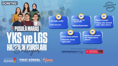 Pusula Maraş Eğitim Merkezine Başvurular Başladı Kahramanmaraş Büyükşehir Belediyesi, Başkan Fırat Görgel öncülüğünde gençlerin eğitim hayatına