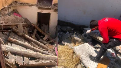 Kahramanmaraş'ın Dulkadiroğlu ilçesinde bir binanın çökmesi üzerine bölgeye AFAD ekipleri