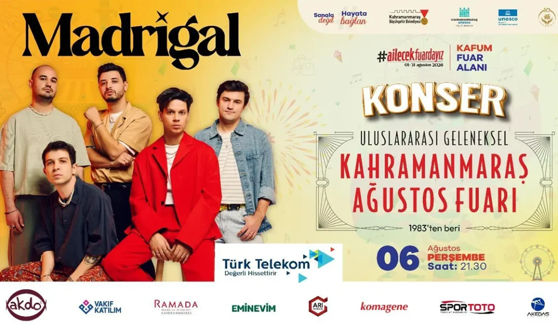 Saat 21.30’da başlayacak konserde fuar alanını dolduracak vatandaşların, Madrigal'in sahne