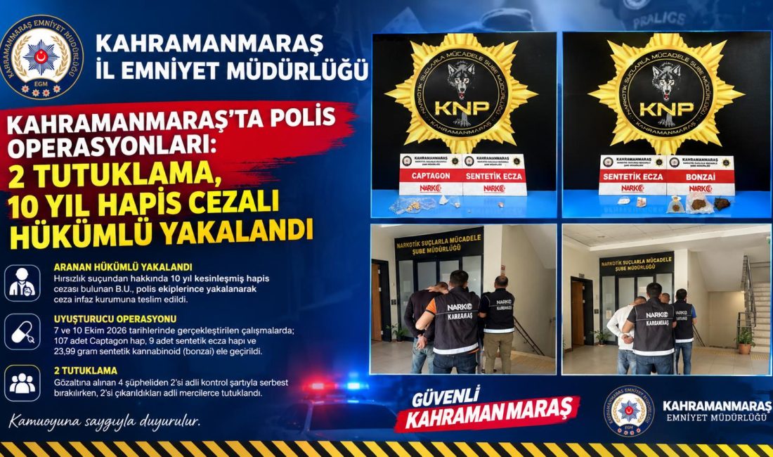 Kahramanmaraş’ta Aranan Hükümlü Yakalandı: 10 Yıl Hapis Cezası Bulunuyordu Öte yandan, 7 ve 10 Ekim 2026 tarihlerinde İl Emniyet