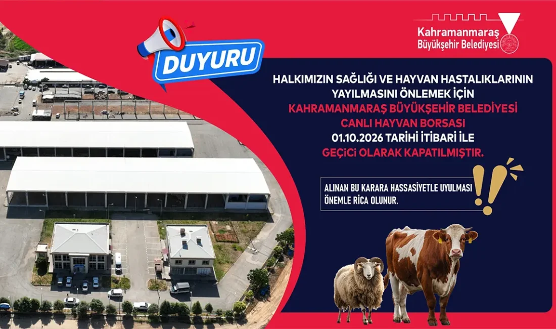 Canlı Hayvan Borsası Geçici Olarak Hizmete Kapatıldı Büyükşehir Belediyesi, yakın çevrelerde görünen şap hastalığından dolayı Canlı Hayvan