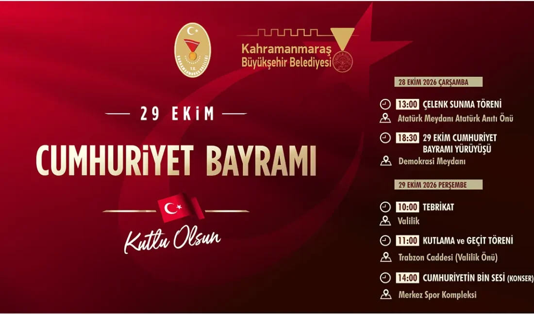 Cumhuriyet Bayramı kutlamaları, 28 Ekim Çarşamba günü saat 13.00’da Atatürk